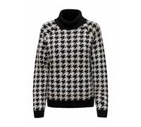 ONLY Onlberta LS Jq Rollneck Knt Maglione Lavorato a Maglia, Black/Pattern: Pumice Stone/Cloud Dancer, S Donna