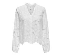 ONLY Onlbine Lalisa LS V-Neck EMB Top Wvn, Bianco, S Donna