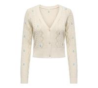 ONLY Onlbirtie LS EMB V-Neck Cardigan CC Knt, Natur, M