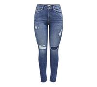 Only ONLBLUSH Mid SK Ank Raw Jeans REA8097, Medium Blue Denim, S/30 da Donna