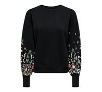 ONLY Onlbrooke L/S O-neck Flower Swt, Felpa Donna, Black/Print:sleeve Flower, XL