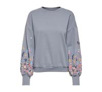ONLY Onlbrooke L/S O-Neck Flower Swt Noos, Grigio, S Donna