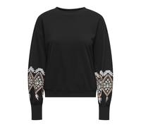 ONLY Onlbrooke L/S O-Neck Print Swt, Nero, L Donna