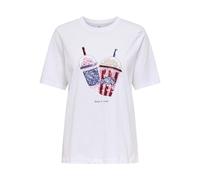 ONLY Onlburst Life S/S Popcorn Top Box Jrs, Bianco, S Donna