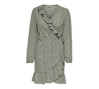 Only ONLCARLY L/S Wrap Short Dress Noos Wvn Vestito, Seagrass/AOP:Multi DOT, 38 Regular Donna