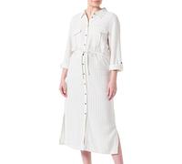 ONLY Onlcaro LS Linen BL L Shirt Dress CC Pnt Abito Camicetta, Cloud Dancer/Strisce: Nero a Strisce, XL Donna