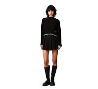 ONLY ONLCHICK Stitch LS High Neck Pull Knt, Black/Detail:Pumice Stone, L
