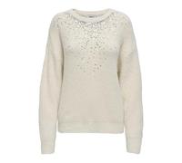 ONLY Onlclaris LS Sequins O-Neck Knt Maglione, Birch/Dettagli: Argento, S Donna