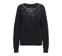 ONLY Onlclaris LS Sequins O-Neck Knt Maglione, Nero/Dettaglio: Argento, M Donna