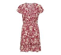 ONLY Onlclaudette Life SS Dress Wvn Noos Mini Abito con Scollo A V E Volant per Uso Quotidiano, Merlot, L Donna