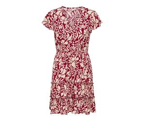 ONLY Onlclaudette Life SS Dress Wvn Noos Mini Abito con Scollo A V E Volant per Uso Quotidiano, Merlot, L Donna