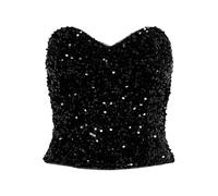ONLY ONLCONFIDENCE Heart Top Jrs Vestaglia, Black/Detail:Black Sequins, S Donna