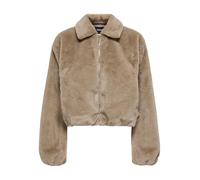 ONLY - Giacca in pelliccia sintetica beige con chiusura con zip-Neutro 38