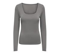 Only ONLEA L/S 2 Vie Deep Neck Top Jrs N Thunderstorm, Thunderstorm, XL