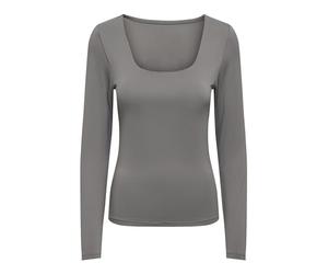 Only ONLEA L/S 2 Vie Deep Neck Top Jrs N Thunderstorm, Thunderstorm, XS