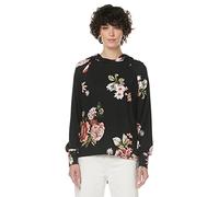 ONLY Onlelcos Emma L/S-Felpa con Cappuccio Maglia a Maniche Lunghe, Nero/AOP: Rose Bouquet Flowers, S Donna