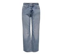 ONLY Onlella-Riley MW Straight Tai519 Dnmnoos Jeans Fit, Media Blu Denim, (S) W x 30L Donna