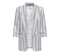 Only Onlelly-Caro Blazer 3/4 Linen TLR Noos, English Manor/Stripes: Cloud Dancer & Grigio Viola, 40 Donna