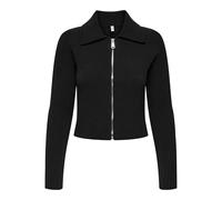 ONLY Onlelly Life LS Polo Zip Cardigan CC Knt, Nero, S