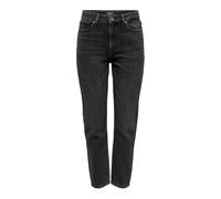 Only - Emily - Jeans dritti a vita alta alla caviglia nero slavato W25 L32