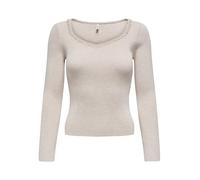 ONLY Onlemma-Maglia a V con Scollo a V Maglione, Pumice Stone/Dettagli: Melange/Perle Bianche, XS Donna
