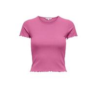 ONLY Onlemma S/S Short Noos Jrs Top con Scollo A O per Uso Quotidiano con Volant, Azalea Rosa, XL Donna