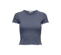 ONLY Onlemma S/S Short Noos Jrs Top Girocollo per l'uso Quotidiano con Balze, Blu Scuro, L Donna