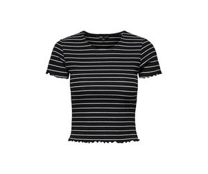 ONLY Onlemma Stripe S/S Jrs Cropped Top con Scollo A O E Maniche Corte, Nero, L