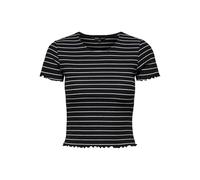 ONLY Onlemma Stripe S/S Jrs Top Cropped con Scollo O E Maniche Corte, Nero, XL Donna