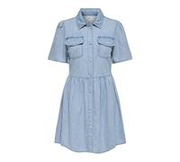 Only Onleveline SS DNM Dress AKM, Mix Blu Chiaro, S Donna