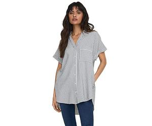 ONLY ONLFENNA S/S Loose Shirt Wvn Noos Bluse, Cloud Dancer/Stripes:Iron Gate Stripe, XS, Cloud Dancer/Stripes:Iron Gate Stripe, XS