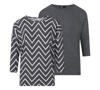 Only ONLGLAMOUR - Top da Donna, Confezione da 2 Pezzi, Maniche a 3/4, Scollo Rotondo, vestibilità Larga, a Maniche Lunghe, Nero, Verde, Grigio, Grigio Scuro Melange (15289509), XL