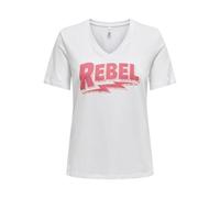 ONLY Onlhenny Life Reg S/S V-Neck Top Box Jrs, Bianco, L Donna