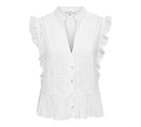 Only Onlhenny S/L Frill Button Top Noos Wvn, Bianco, L Donna