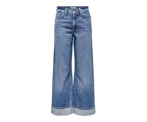 ONLY Onlhope HW Wide Fold Up DNM Cro916 Noos, Media Blu Denim, 32W x 34L Donna
