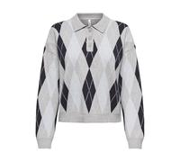 ONLY Onlibi LS Check Polo CC Knt, Chiaro Grigio Melange, L Donna