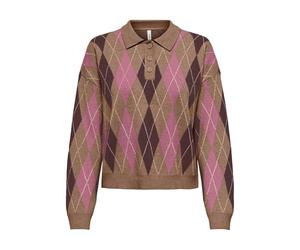 ONLY Onlibi LS Check Polo CC Knt, Cocco tostato, L Donna