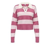 ONLY Onlibi LS Stripe Polo Pullover CC Knt, Baby's Breath, M Donna