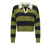 ONLY Onlibi LS Stripe Polo Pullover CC Knt, Baby's Breath, XS Donna