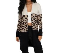 ONLY Onljade Animal LS Cardigan CC Knt Maglione, Moonbeam/Pattern:Black/Toasted Coconut, M Donna