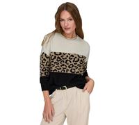 ONLY - Maglione color block nero e bianco con stampa animalier-Multicolore 42