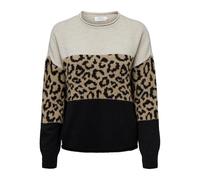 Only Maglione ONLJade color block nero e bianco con stampa animalier S