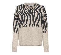 ONLY Onljade Zebra LS O-Neck CC Knt Maglione Lavorato a Maglia, Bianco Gray/Motivo: Pirate Black, L Donna
