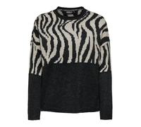 ONLY Onljade Zebra LS O-Neck CC Knt Maglione Lavorato a Maglia, Pirate Black/Pattern:Whitecap Gray, M Donna
