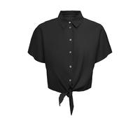 ONLY Onljakiri Linen S/S Knot Shirt Ptm, Nero, S Donna