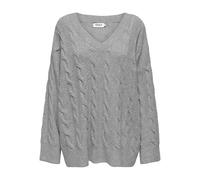 ONLY Onljeanett Life L/S Cable V-Neck CC Knt Maglione Lavorato a Maglia, Chiaro Grigio Melange, XS Donna