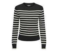 ONLY Onlkalana LS O-Neck Knt Maglione, Nero/Strisce: Bianco cap Grigio, L Donna