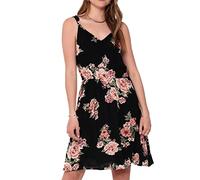Only Onlkarmen S/L Short Dress AOP Wvn Noos Vestito, Black/AOP:Orange Flower Print, 36 Donna