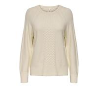 ONLY Onlkatia Cabel LS O-Neck CC Knt da Donna, Bianco e Grigio, S