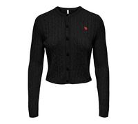 ONLY Onlkatia LS Cable Button Cardigan CC Knt, Nero, M Donna